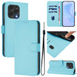 For Doogee N55 Plus Skin Feel Solid Color Leather Phone Case with Lanyard(Sky Blue) - Doogee Cases by PMC TechLife | Online Shopping South Africa | PMC TechLife | Buy Now Pay Later Mobicred