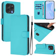 For Doogee N55 Plus Skin Feel Solid Color Leather Phone Case with Lanyard(Lake Blue) - Doogee Cases by PMC TechLife | Online Shopping South Africa | PMC TechLife | Buy Now Pay Later Mobicred
