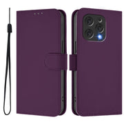For Doogee N55 Plus Skin Feel Solid Color Leather Phone Case with Lanyard(Violet)