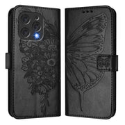 For Doogee N55 Plus Embossed Butterfly Leather Phone Case(Black)