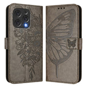 For Doogee N55 Plus Embossed Butterfly Leather Phone Case(Grey)