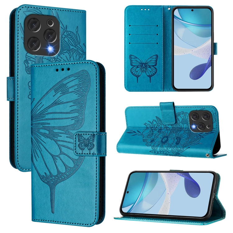 For Doogee N55 Plus Embossed Butterfly Leather Phone Case(Blue)