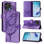For Doogee N55 Plus Embossed Butterfly Leather Phone Case(Light Purple)
