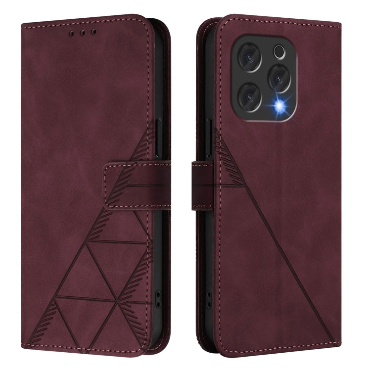 For Doogee N55 Plus Crossbody 3D Embossed Flip Leather Phone Case(Wine Red)
