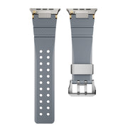 For Apple Watch 46mm / 49mm / 45mm / 44mm Cool Dual-Row Holes Silicone Watch Band(Grey Silver)