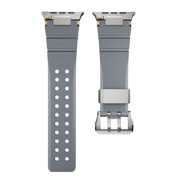 For Apple Watch 46mm / 49mm / 45mm / 44mm Cool Dual-Row Holes Silicone Watch Band(Grey Silver)
