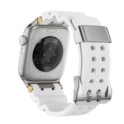 For Apple Watch 42mm / 41mm / 40mm / 38mm Cool Dual-Row Holes Silicone Watch Band(White Silver)
