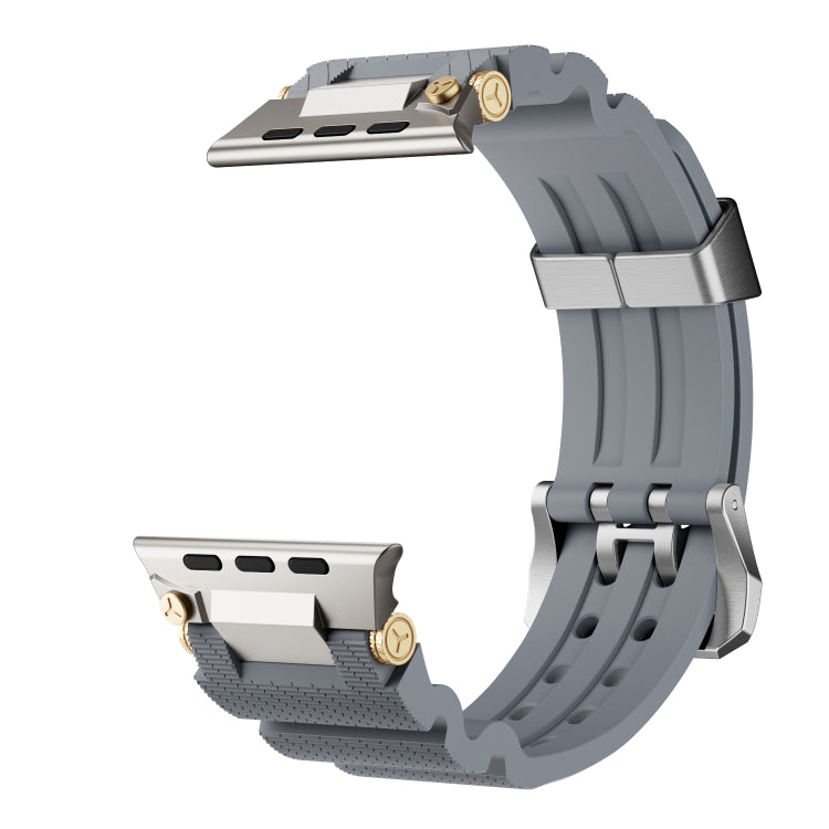 For Apple Watch 42mm / 41mm / 40mm / 38mm Cool Dual-Row Holes Silicone Watch Band(Grey Silver)