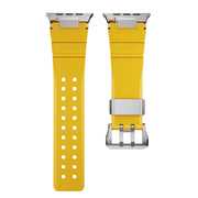 For Apple Watch 42mm / 41mm / 40mm / 38mm Cool Dual-Row Holes Silicone Watch Band(Yellow Silver)