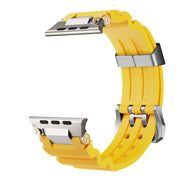 For Apple Watch 42mm / 41mm / 40mm / 38mm Cool Dual-Row Holes Silicone Watch Band(Yellow Silver)
