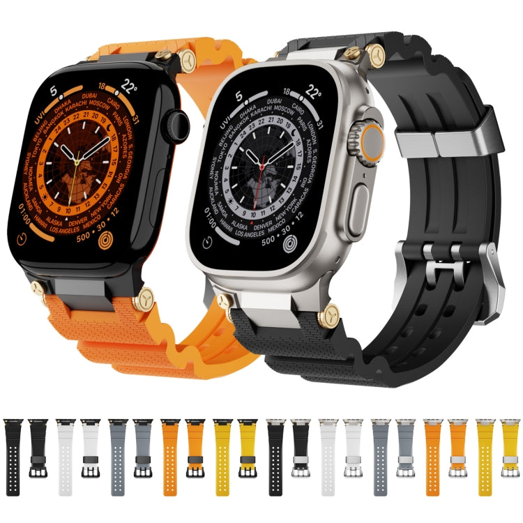 For Apple Watch 42mm / 41mm / 40mm / 38mm Cool Dual-Row Holes Silicone Watch Band(Grey Silver)