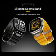 For Apple Watch 42mm / 41mm / 40mm / 38mm Cool Dual-Row Holes Silicone Watch Band(Grey Silver)