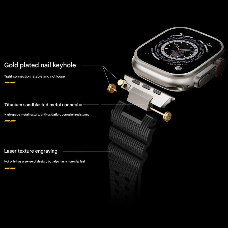 For Apple Watch 46mm / 49mm / 45mm / 44mm Cool Dual-Row Holes Silicone Watch Band(Orange Silver)