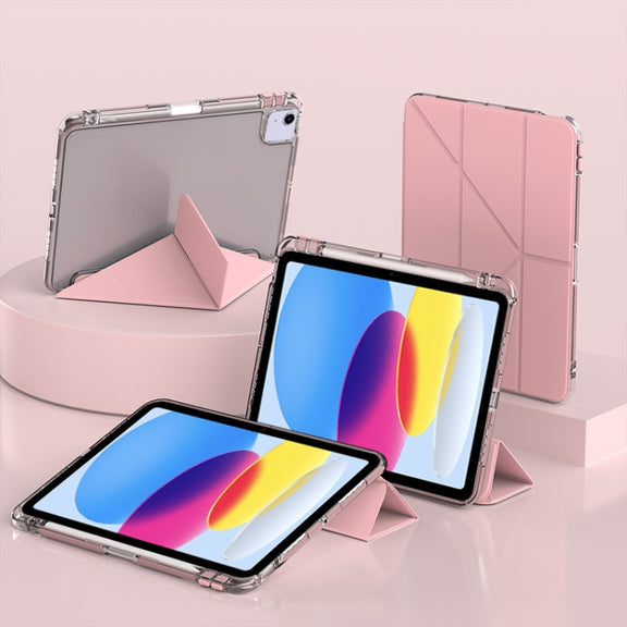 For iPad 2025 / 2022 mutural Y-Shape Deformation Leather Tablet Case(Pink)