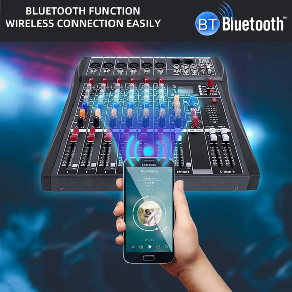 XTUGA CT60X 6-Channels Audio Mixer DJ Mixing Console with 48V Power Supply(AU Plug)