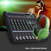 XTUGA CT60X 6-Channels Audio Mixer DJ Mixing Console with 48V Power Supply(UK Plug)