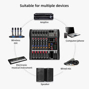 XTUGA CT60X 6-Channels Audio Mixer DJ Mixing Console with 48V Power Supply(AU Plug)