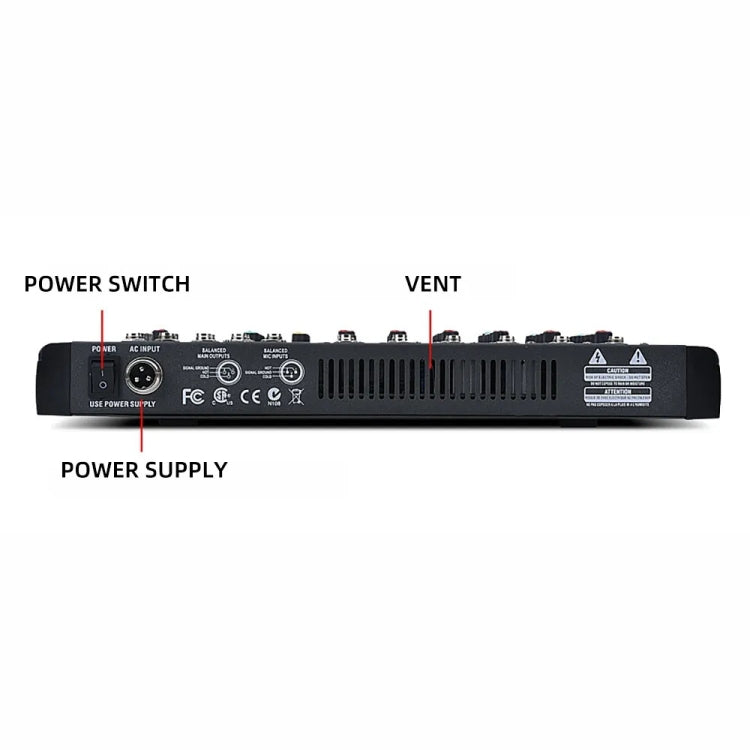 XTUGA CT60X 6-Channels Audio Mixer DJ Mixing Console with 48V Power Supply(AU Plug)
