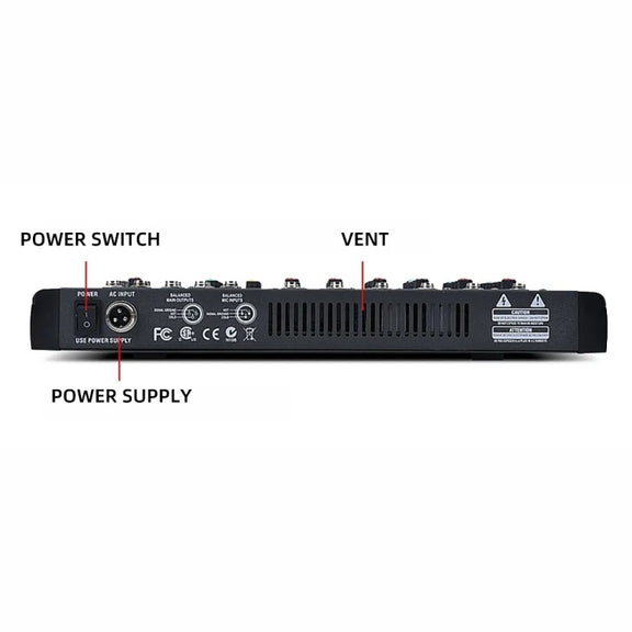XTUGA CT60X 6-Channels Audio Mixer DJ Mixing Console with 48V Power Supply(AU Plug)
