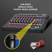 XTUGA CT80X 8-Channels Audio Mixer DJ Mixing Console with 48V Power Supply(AU Plug)