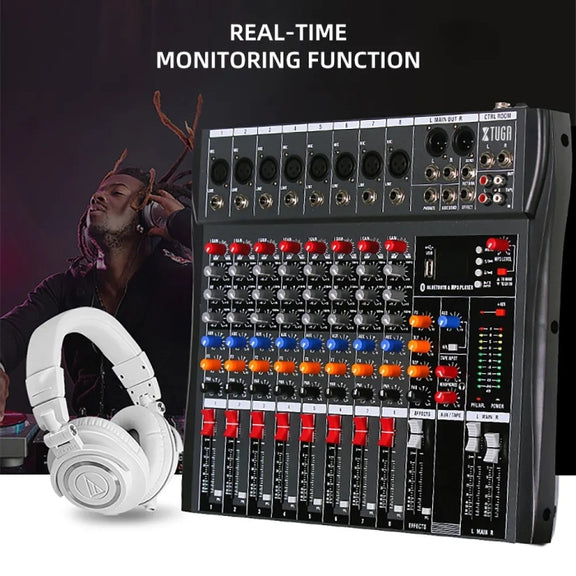 XTUGA CT80X 8-Channels Audio Mixer DJ Mixing Console with 48V Power Supply(AU Plug)