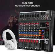 XTUGA CT80X 8-Channels Audio Mixer DJ Mixing Console with 48V Power Supply(US Plug)