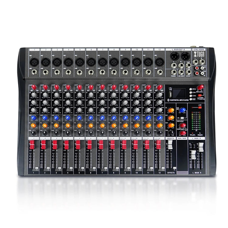 XTUGA CT120X 12-Channels Audio Mixer DJ Mixing Console with 48V Power Supply(UK Plug)