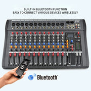 XTUGA CT120X 12-Channels Audio Mixer DJ Mixing Console with 48V Power Supply(EU Plug)