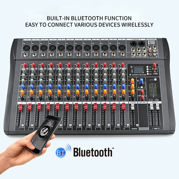 XTUGA CT120X 12-Channels Audio Mixer DJ Mixing Console with 48V Power Supply(UK Plug)