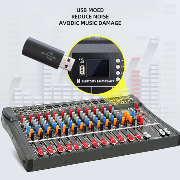 XTUGA CT120X 12-Channels Audio Mixer DJ Mixing Console with 48V Power Supply(US Plug)