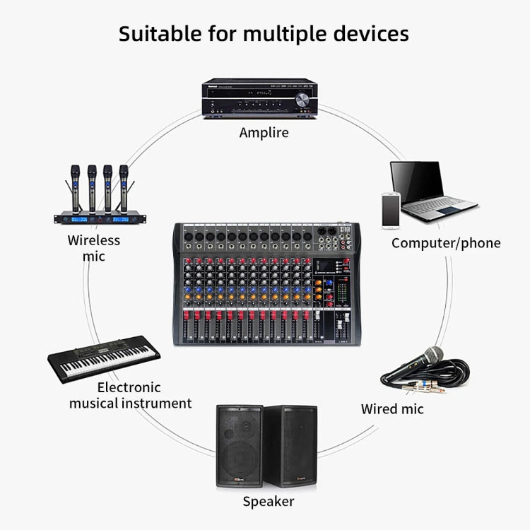 XTUGA CT120X 12-Channels Audio Mixer DJ Mixing Console with 48V Power Supply(AU Plug)