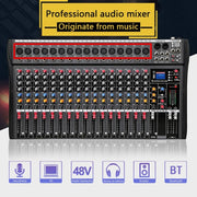 XTUGA CT160X 16-Channels Audio Mixer DJ Mixing Console with 48V Power Supply(UK Plug)