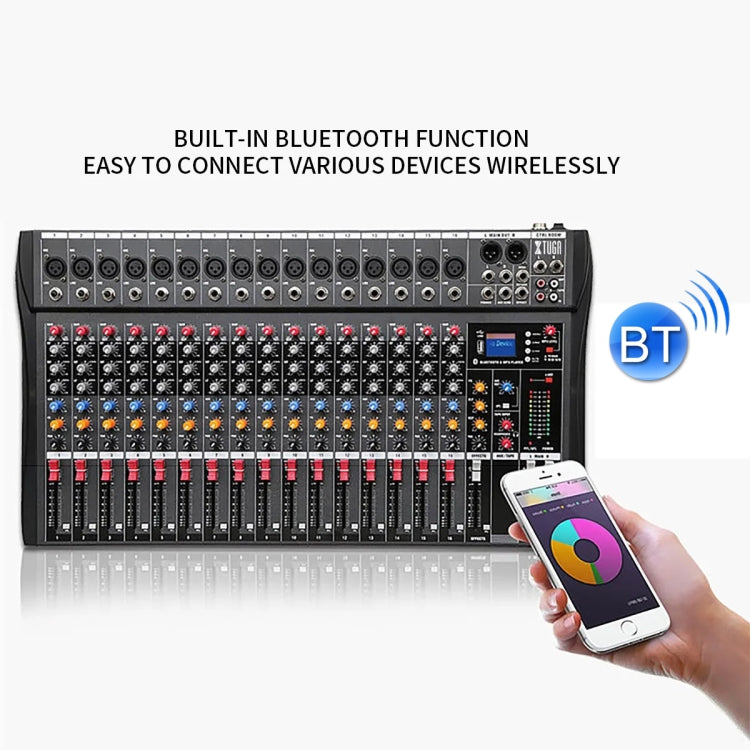 XTUGA CT160X 16-Channels Audio Mixer DJ Mixing Console with 48V Power Supply(AU Plug)