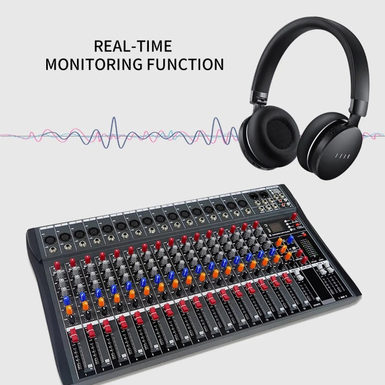 XTUGA CT160X 16-Channels Audio Mixer DJ Mixing Console with 48V Power Supply(US Plug)