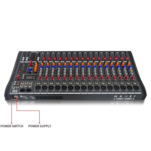 XTUGA CT160X 16-Channels Audio Mixer DJ Mixing Console with 48V Power Supply(AU Plug)