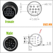Single Curved mini DIN 9 Pin TV Audio Adapter Cable, Length:3m(Black)