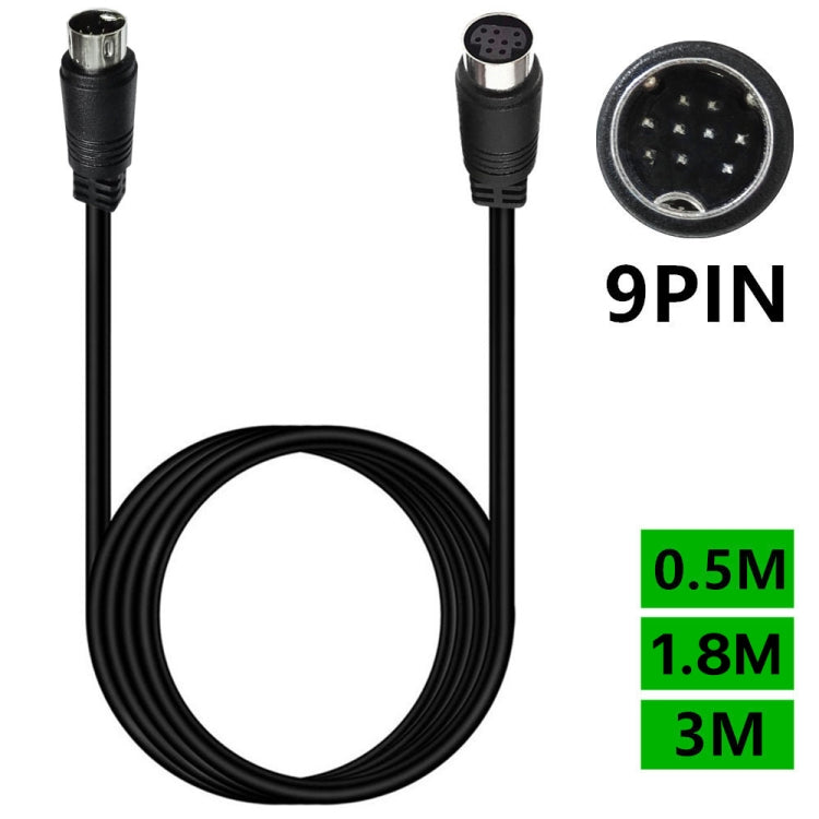 90 Degree mini DIN 9 Pin Male to Female TV Box Adapter Cable, Length:3m(Black)