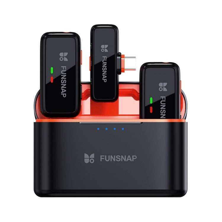 FUNSNAP S6 Lavalier Wireless Microphone, Type-C RX + 2 TX with Charging Case