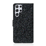 For Samsung Galaxy S25 Ultra 5G Glitter Powder Filp Leather Phone Case(Black)