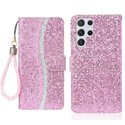 For Samsung Galaxy S25 Ultra 5G Glitter Powder Filp Leather Phone Case(Pink)