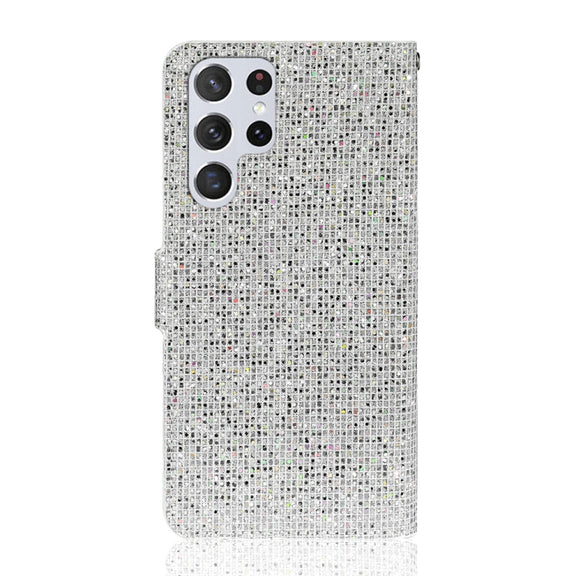 For Samsung Galaxy S25 Ultra 5G Glitter Powder Filp Leather Phone Case(Silver)