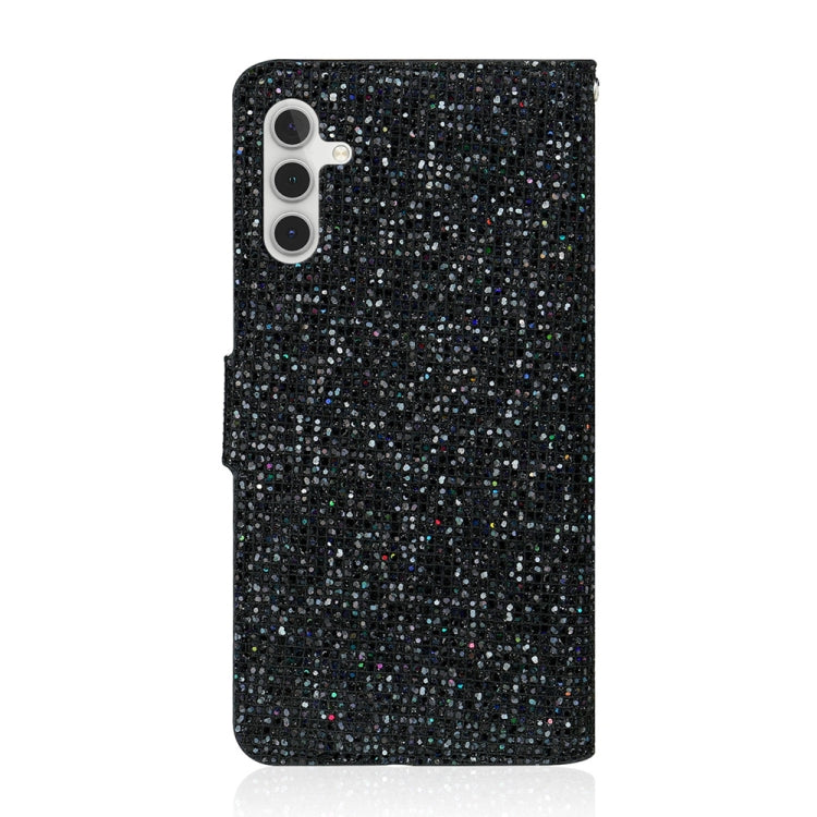 For Samsung Galaxy S25+ 5G Glitter Powder Filp Leather Phone Case(Black)