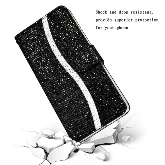 For Samsung Galaxy S25+ 5G Glitter Powder Filp Leather Phone Case(Black)