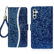 For Samsung Galaxy S25+ 5G Glitter Powder Filp Leather Phone Case(Blue)