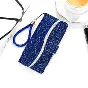 For Samsung Galaxy S25+ 5G Glitter Powder Filp Leather Phone Case(Blue)