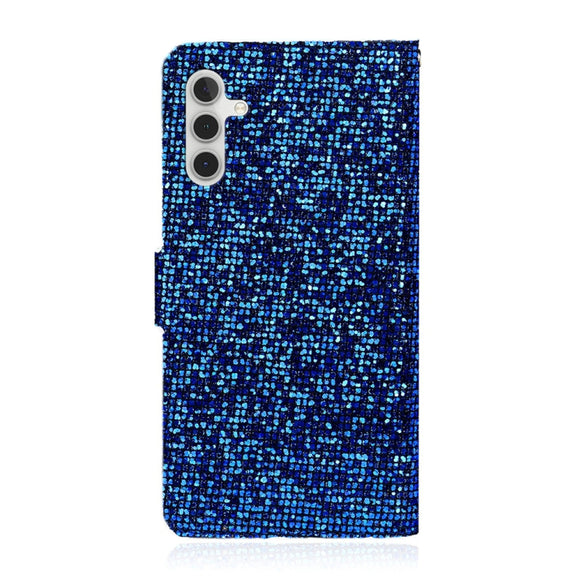 For Samsung Galaxy S25+ 5G Glitter Powder Filp Leather Phone Case(Blue)