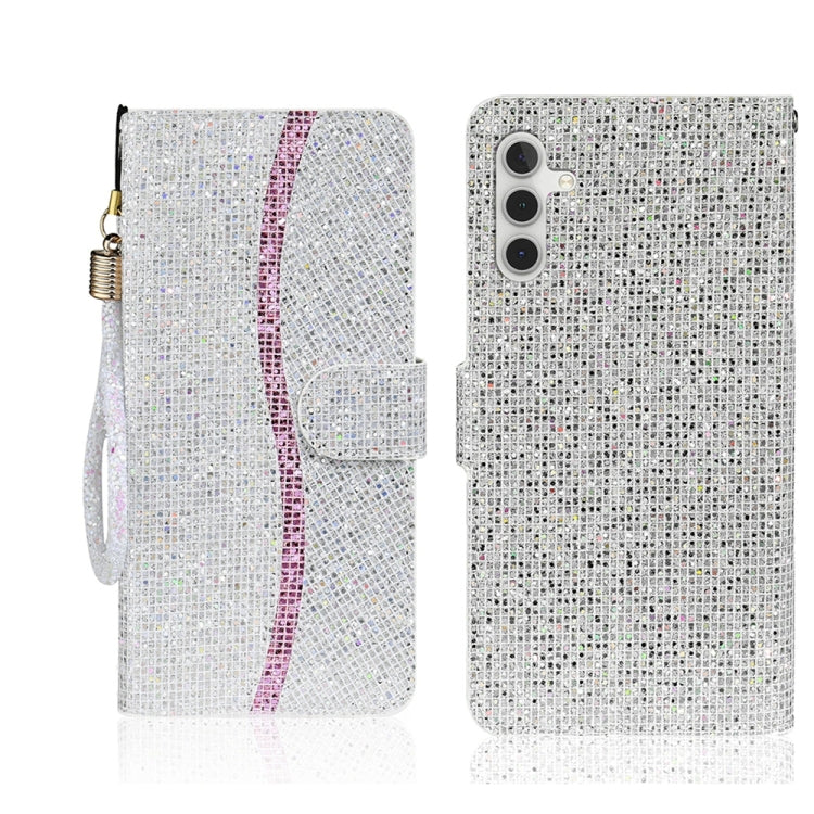For Samsung Galaxy S25+ 5G Glitter Powder Filp Leather Phone Case(Silver)