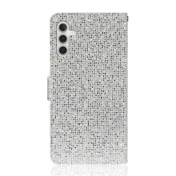 For Samsung Galaxy S25+ 5G Glitter Powder Filp Leather Phone Case(Silver)