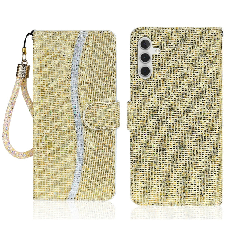 For Samsung Galaxy S25+ 5G Glitter Powder Filp Leather Phone Case(Gold)