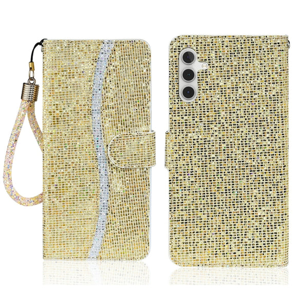 For Samsung Galaxy S25+ 5G Glitter Powder Filp Leather Phone Case(Gold)